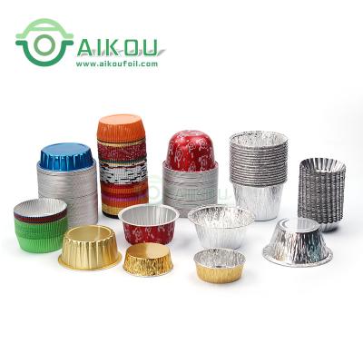 China Wholesale Disposable/Microwave Oven Safe Aluminum Trays/Colored/Eco-friendly Baking Dish Colored Foil Cupcake Liners for sale