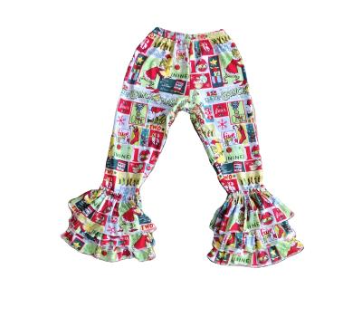 China Boutique rts drop girls casual pants long ruffles christmas pants wholesale babies boutique pants for sale