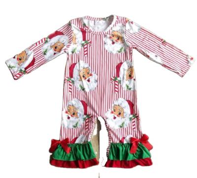 China Hot Sale RTS Fashion Baby Clothing Boutique Casual Santa Claus Print Christmas Kids Rompers for sale