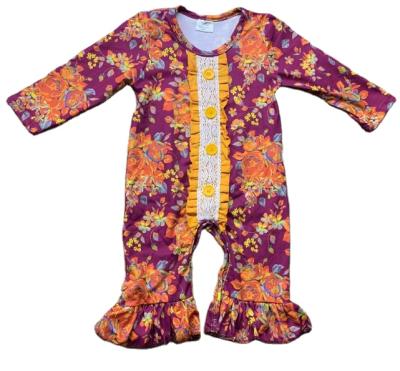 China RTS fashion baby boutique casual clothing wholesale hot sale flower printing lining kids rompers for sale