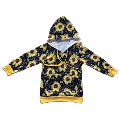 China Sunflower Print Teens Sunflower Hoodie Boutique Dropship Kids Clothes Wholesale Long Sleeve Boutique Hoodies for sale