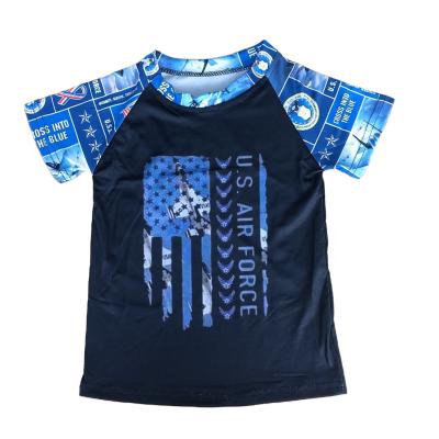 China Customized Hot Sale New by Independence Day Style Summer Children's Clothing Sleeve Teens T-shirt Boutique RTS Casual Wholesale Short Blue Top for sale