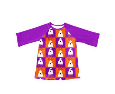 China Custom Popular Hot Summer Purple Ghost Color Top Kids Happy Halloween Kids T-shirt Print Casual for sale