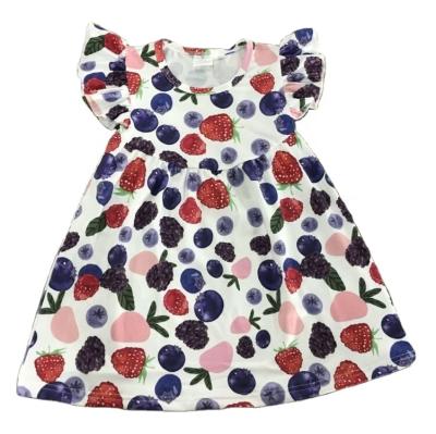 China RTS boutique summer children pearl dress strawberry print lovely girls dress babies boutique wholesale dress for sale