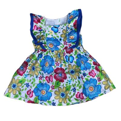 China Butterfly Print Dress Boutique Summer Girls Pearl Bel Floral Girls Dress Babies Dress Wholesale for sale