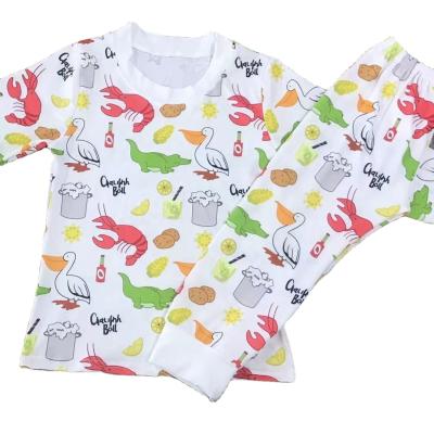 China Summer Lobster Girl Printing Casual Long Sleeve Milk Silk Children Clothing Children's Clothing Girl Outfits for sale