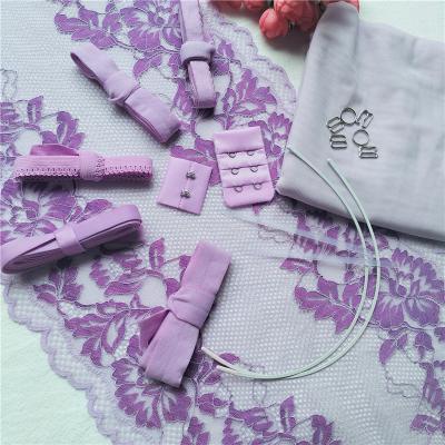 China Sustainable Purple High Quality Material Women's Bra And Panties Sewing Accessories Set for sale