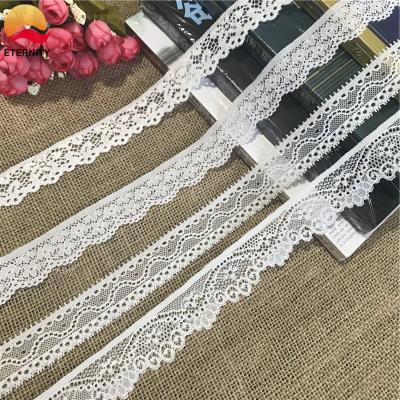 China S1094 Sustainable Width 2.5cm white raschel stretch underwear lingeries decorated lace trim for sale