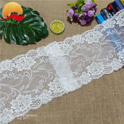 China Sustainable Elastic Lace Ribbon Supplies 17.5cm Sewing Width E1025 for sale