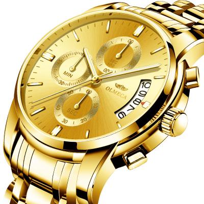 China Automatic date OLMECA men watch quartz luxury wristwatch gold clock chronograph waterproof watches for men relojes hombre for sale