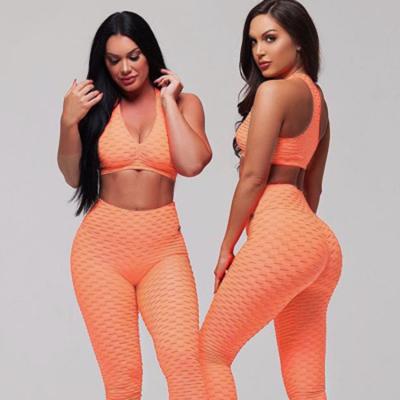 China Wholesale Antibacterial High Waisted Anti Workout Jacquard Yoga Leggings Anti Cellulite Sports Tights Woman Leggings for sale