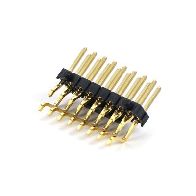 China PCB Custom 2.54mm Pitch 16 Pins Pin Header H1.0mm Double Row Right Angle Type Gold Plated With PA6T Material for sale