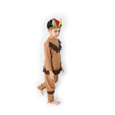 China Indian Warrior Boy Carnival Costume Custom Made by Indian Costume Polyester Breathable Manufacturer for sale