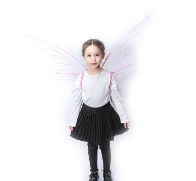 China Light Up Light Up Pink Iridescent Glitter Printing Adult Costume Fairy Wings for sale