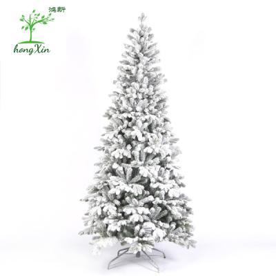 China Premium Mixed White Flocking PVC and PE Snow Artificial Christmas Tree Home Festival Decoration Large for sale