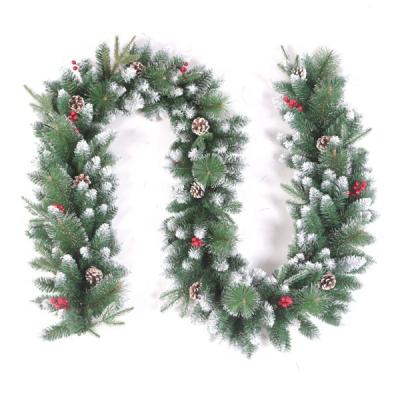 China PVC& Hot Selling Luxury Artificial 9ft PET Christmas Tree Garland White Frosted Decoration for sale