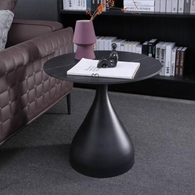 China Black Power Coating Mat End Table Steel Side Table Contemporary Marble Coffee Table for sale