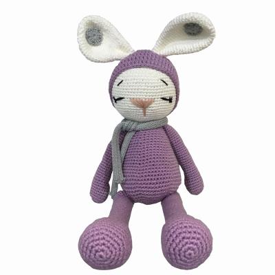 China Custom Baby Gifts Hand Crochet Armigurumi Baby Gift Idea Soft Stuffed Toy Sleeaping Rabbit for sale