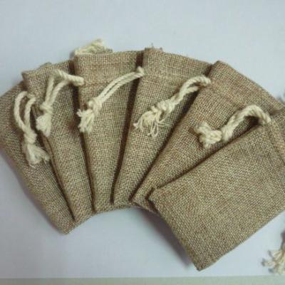 China Small Promotion Drawstring Pouches 7x11cm Jute Bags 100pcs/lot For Gifts And Packaging Pouch for sale