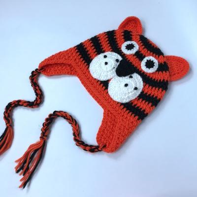 China Imitate Armigurumi Funny Tiger Beanie Animal Handmade Hat Crochet Baby Hat 100% Factory Direct Animal Custom for sale