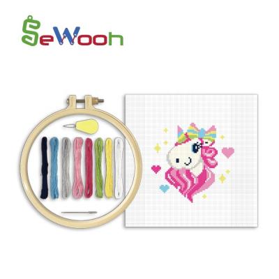 China Europe Children's Beginner Unicorn Embroidery Cross Stitch Kit for Decoration for sale