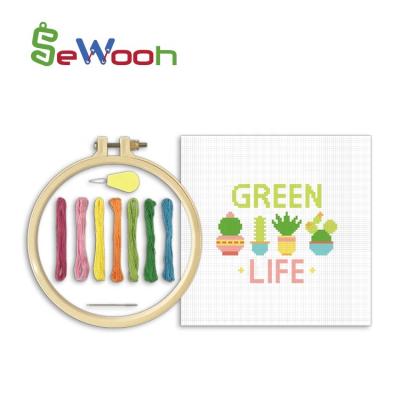 China Children Beginner Green Life Embroidery Cross Stitch Kids Toys Or Adult Stitch Kit For Decoration for sale