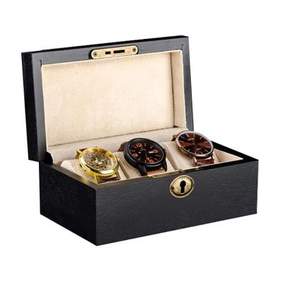 China Recycled Materials Customzied Black Walnut Watch Case With 3 Slots for sale