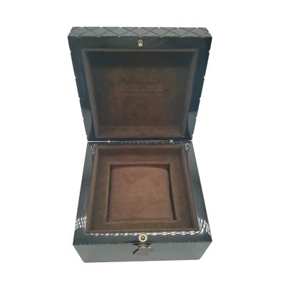 China Recycled Materials Small Square Wooden Watch Packaging Box With Single Slot for sale