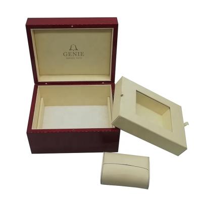 China Reused Wooden Watch Box Logo Single Slot Premium Luxury Mechanical Red Wrist Materials OEM Custom Made for sale