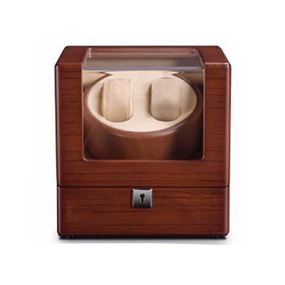 China Recycled Materials Customized Wooden Double Watch Winder Box Watch Winder Case For Mechanical Watch for sale