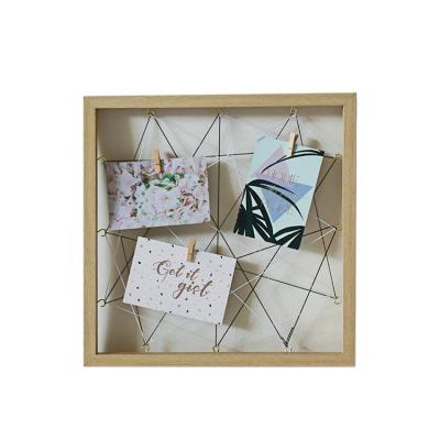 China New Luxury Simple Creative Color Wood Light Cavity Wall Mounted Photo Frame Environmentally Friendly With Clips for sale