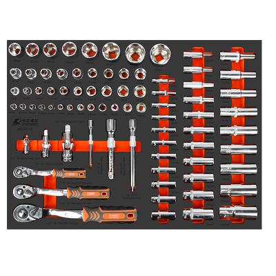 China KAFUWELL H3551E 80pcs Professional multi size modular socket ratchet wrench accessory cabinet tools set packed by EVA foam for sale