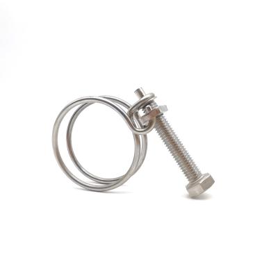 China 2.5mm Wire Diameter Stainless Steel Industrial Adjustable Double Wire Hose Clamp for sale