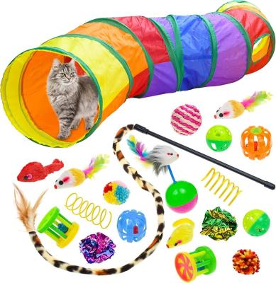 China Hot Selling Tunnel Stocked 20 PCS Shop Cat Toy Shape Fun Channel Cat Toy Set Cat Kitten Toys Set Easy Collapsible for sale