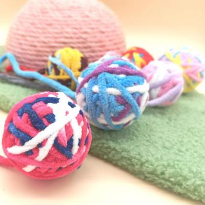 China 2023 New Cat Toy Ball Colorful Woolen Cat Stocked Teasing Chewing Play Ball with Bell for sale