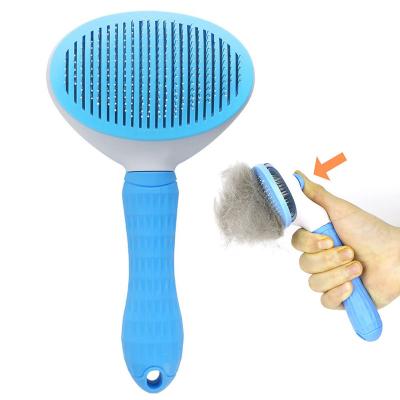 China Wholesale Dog Stocked Cat Hair Removal Brush Comb Pet Self Cleaning Slicker Brush Comb for sale