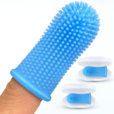 China Eco-friendly Soft Stocked 360 Degree Silicone Pet Finger Toothbrush For Dog Teeth Cleaning for sale