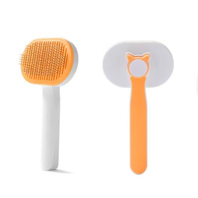 China 2023 Pet Comb Self-Cleaning Sustainable Deshedding Dog Sweep Cat Clean Hair Needle Comb Brush for sale