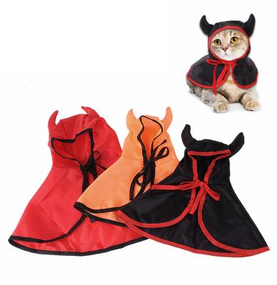 China Amazon Stocked Hot Sale Halloween Pet Cloak with Horn Dog Cat Cape Halloween Puppy Hooded Masks Festival Decoration for sale