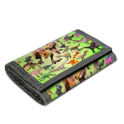 China 2022 New Design 2022 New Design Custom Trifold Dinosaur Pattern Super Slim Mini Toddler Vendors Card Holder Zipper Compact Compact Wallet Purse for sale