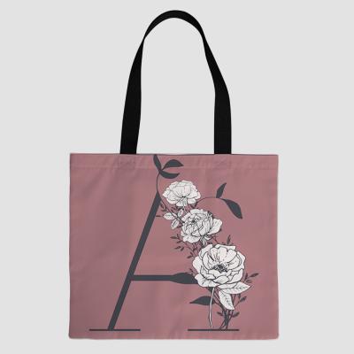 China Factory Price Folding Design Customized Letters And Flowers Eco Friendly Foldable Shopping Tote Bag for sale