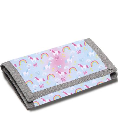 China Customized Unicorn Pattern Triple Zipper Sublimation Blank Triple Blank Kids Kids Coin Purse Wallet for sale