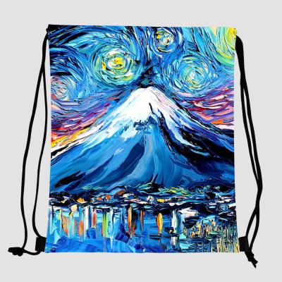 China Cotton Canvas Backpack Twine Waterproof Polyester Sublimation Custom Painting Drawstring Bag for sale