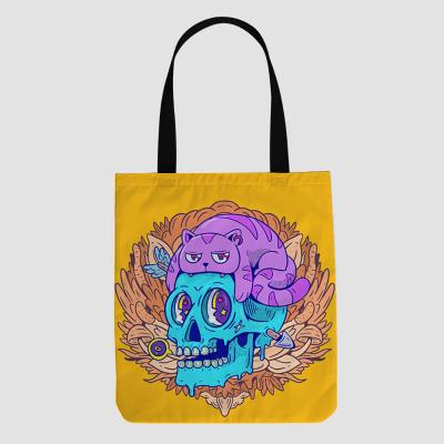 China Fashion Custom Logo Cute Halloween Grocery Laminated Recycle Supermarket Cotton Folding Tote Bag for sale