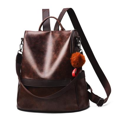 China 2021 New Fashion Street Backpack Female Korean Fashion Casual Personality Bag Large Capacity Soft Leather Backpack For Ladies Women for sale