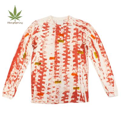 China Hempspring Breathable Tie Dyed T Shirt For Ladies Women Organic Hemp Tee Shirt Eco T-shirt Natural Hemp for sale