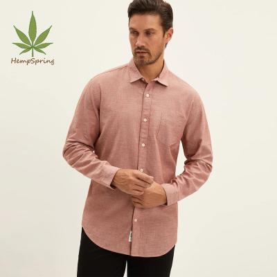 China HempSpring Men's Breathable Shirts Long Sleeve Business Casual Dress Shirts Organic Cotton Shirt For Men for sale