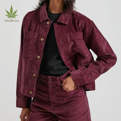 China HempSpring Hemp Corduroy Jacket Breathable Hemp Jacket Women Coat Pocket Eco-Friendly Jacket Sustainable Women's Jacket for sale