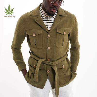 China HempSpring 100% Breathable Hemp Jacket Men Pocket Jacket Sustainable Eco-Friendly Coat Man Hemp Custom Blazer for sale