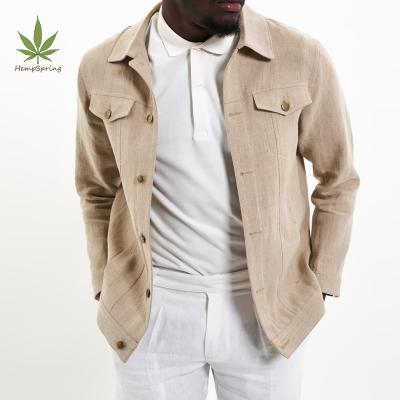 China Custom 100% HempSpring Hemp Jacket Hemp Pocket Jacket Men's Pure Eco-friendly Sustainable Breathable Neutral Hemp Jacket Breathable Custom Made Blazer for sale